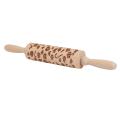 Wooden Christmas Tree Shape Embossing Rolling Pin,with Handle(35cm)