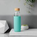 2x 500 Ml Bamboo Cover Glass Water Bottle with Bamboo Lid and Sleeve