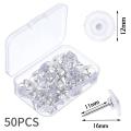 50pcs Steel Point and Clear Plastic Head Pushpins for Cork Board