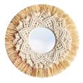 Nordic Straw Woven Wall Boho Decor Handwoven Mirror Decorative Mirror