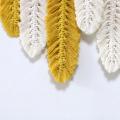 Handmade Macrame Wall Hanging Feather Cotton Woven Leaves Living Room