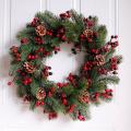 Artificial Christmas Wreath Green Branches with Red Berries 45cm
