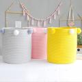 Multi Purpose Laundry Basket Hand Woven for Sundries Storage Pink