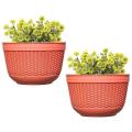 Flower Pots Set Of 2,plastic Hanging Planters Outdoor (red)