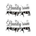 2x "laundry Room" Laundry Room Decoration Carved Wall Stickers Black