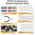 151pc Sublimation Keychain Blanks- Diy Keychains for Crafts - Coated