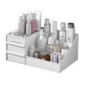 Cosmetic Makeup Organizer with Drawers, Plastic Storage Box -white