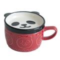Japanese Cute Mug Creative Ceramic Shiba Inu Panda Coffee Cup (red)