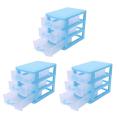 3x Mini Translucent Drawer Type Plastic Storage Box(blue 3 Layers)