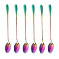 Coffee Teaspoons, Set Of 6 Rainbow Color Coffee Spoon, Pointed Head