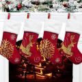 Christmas Socks Gift Bag Flannel Embroidery Christmas Socks Snowflake