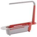 Telescopic Sink Storage Rack,drying Holder Stand for Kitchen Red