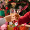 Christmas Santa Claus Snowman Elk Wine Glass Rings Xmas Decorations