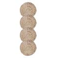 Round Woven Natural Water Hyacinth Straw Braided Placemats, Set Of 4