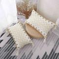 Boho Throw Pillow Covers Natural Cotton Tufted Tassel Decorative