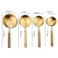 8pcs Stainless Steel Measuring Spoons Cups Wooden Handle Baking Tools