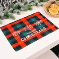 Christmas Placemats Set Of 4, with Plaid Printed, Washable Mats, A