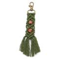 Mini Macrame Keychains Boho Macrame Bag Charms for Car Key,armygreen
