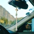 Ethnic Style Tassel Car Pendant Gemstone Wooden Bead Car Pendant,a