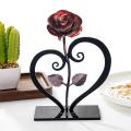 Iron Metal Rose Ornaments Rose with Heart-shaped Bracket(blue)