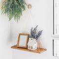 Wood Floating Shelves with Rope Decor for Window/kitchen/bathroom