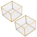 2x Square Opening Glass Geometry Garden Jewelry Boxs