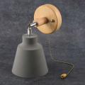 Wooden Wall Lamp for Bedroom Corridor with Zip Switch Freely(grey)