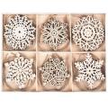 24pcs/box Vintage Snowflake Wooden Pendants Christmas Tree Decor A