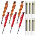 6 Piece Solid Carpenter Pencils with 36 Refill Leads Construction B