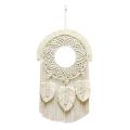Macrame Feather Wall Hanging Boho Woven Tapestry - Beige