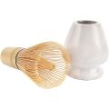 Matcha Tea Whisk Set - Bamboo Whisk and Whisk Holder - White