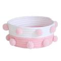 Household Pompon Storage Basket Woven Laundry Basket Pink