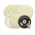 6 Pcs 7 Inch Pads Wool Polishing Pads with Hook and Loop Pad Backing