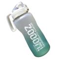 Sports Water Bottle Half Gallon/68oz with Straw Space Cups Green