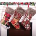 3 Pcs Christmas Stockings Plaid Style for Xmas Holiday Party Decor