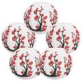 12-inch Cherry Blossom Chinese Paper Lanterns (set Of 5, Red Sakura)