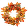 Sunflower Artificial Wreath with Pumpkins for Front Door Decoration