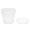 6x Plastic Plant Flower Pot with Tray Round White Upper Caliber 17cm