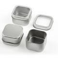 Square Metal Tins with Window Lids,15-pack Empty Square Silver Tins