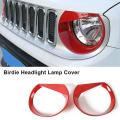 2 Pcs Red Headlight Cover Bezels Trim for Jeep Renegade 2015 - 2017