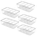 5 Pack Food Storage Organizer Bins, Plastic Organizer with 3 Dividers