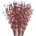 Red Artificial Glitter Berry Stem for Christmas Tree Diy Wreath