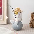 Astronaut Figurines Statue Spaceman with Straw Hat Miniature Home B