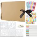 Photo Album Scrapbook,scrapbook Kit with 80 Pages Craft Paper(kraft)