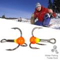 10pcs Winter Ice Fishing Hooks High Carbon Steel Three-jaw Hooks 6