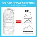 4pcs Multifunctional Geometric Drawing Ruler Measuring Draft Rulers