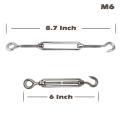 2x 304 Stainless Steel Turnbuckle M6 Wire Rope Tension Tensioner