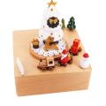 Wooden Music Box Santa Claus Christmas Tree Train Boxes Home Decor