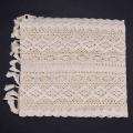 Elegant Cream Crochet Lace Macrame Table Runner with Tassels