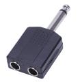 Black 6.35 1/4" Male to Dual Female Mono Y Cord Pa Audio Cable Adapter